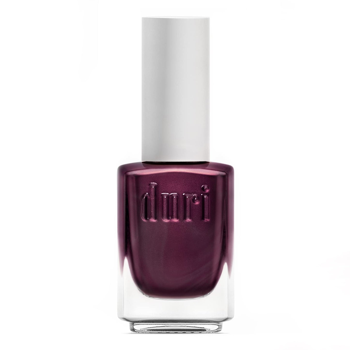 Duri 763 High Key Nail Polish, Burgundy Purple Metallic Shimmer Lacquer, Full Coverage, Glossy Finish, Fast Drying, 0.45 Fl Oz
