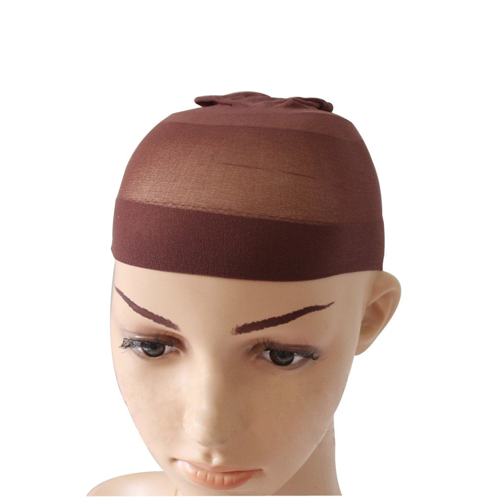 Unisex Stocking Wig Cap Snood Mesh Natural Brown Wig Caps (2Pcs)