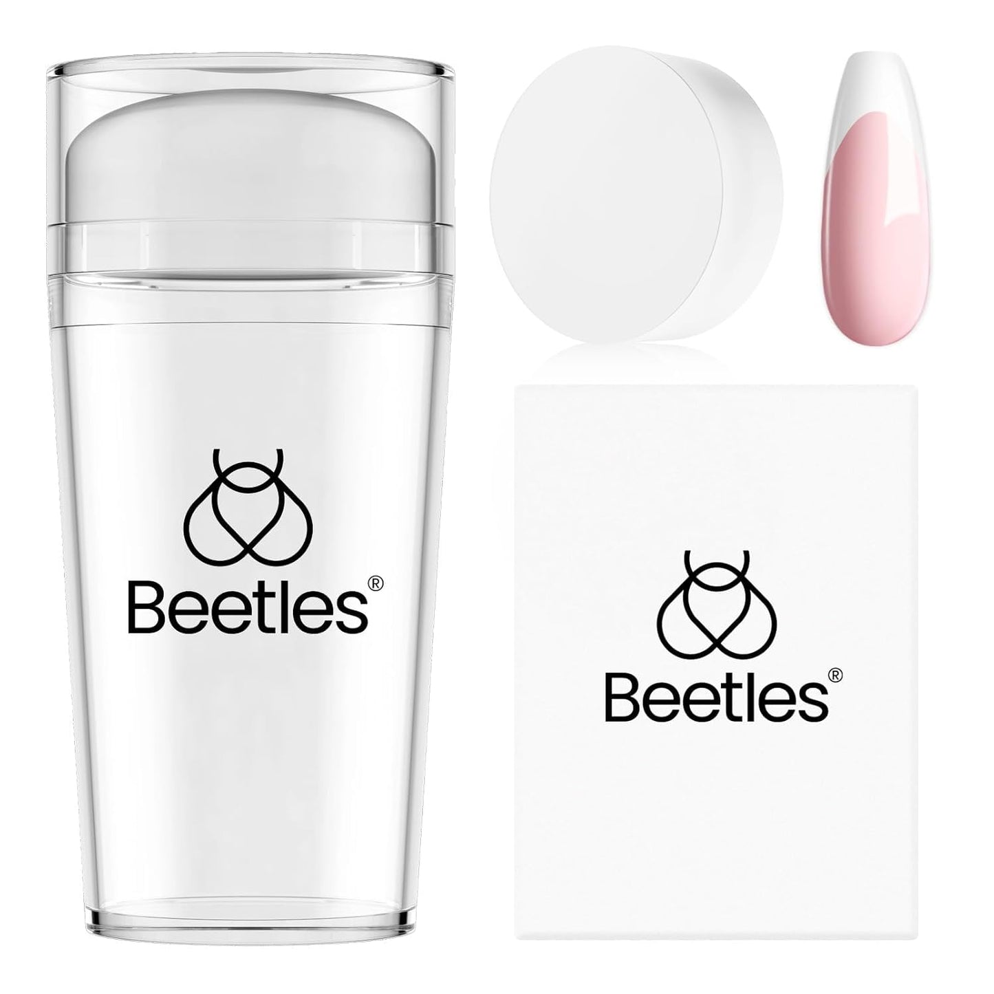 Beetles Nail Stamp 3Pcs Silicone French Tip Nail Stamp Kit With Replacement Nail Stamper Heads And Scrapers Soft Silicone Nail P