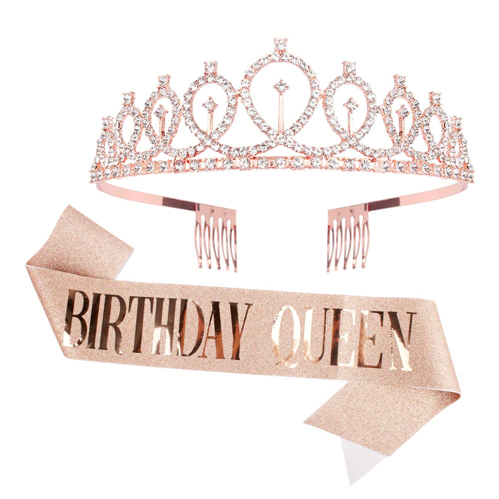 Cieher Birthday Queen Sash & Birthday Tiara Kit, Birthday Crowns For Women Birthday Crown Birthday Tiaras Birthday Gift Birthday