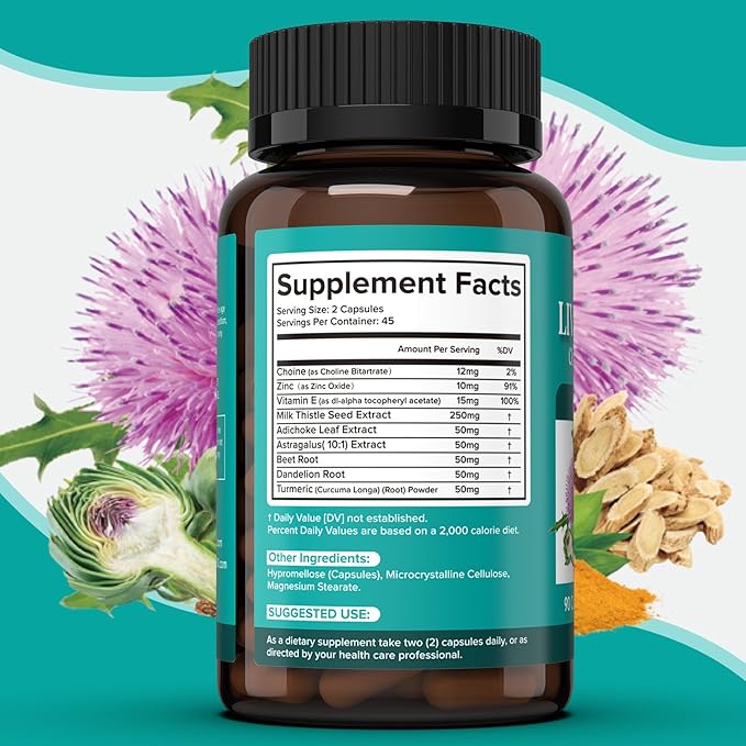 Milk Thistle Supplement - Liver Detox Cleanse Formula Herbal Liver Support with Milk Thistle, Dandelion Root, Artichoke, Turmeric, Astragalus for Liver Health, 90 Capsules-74