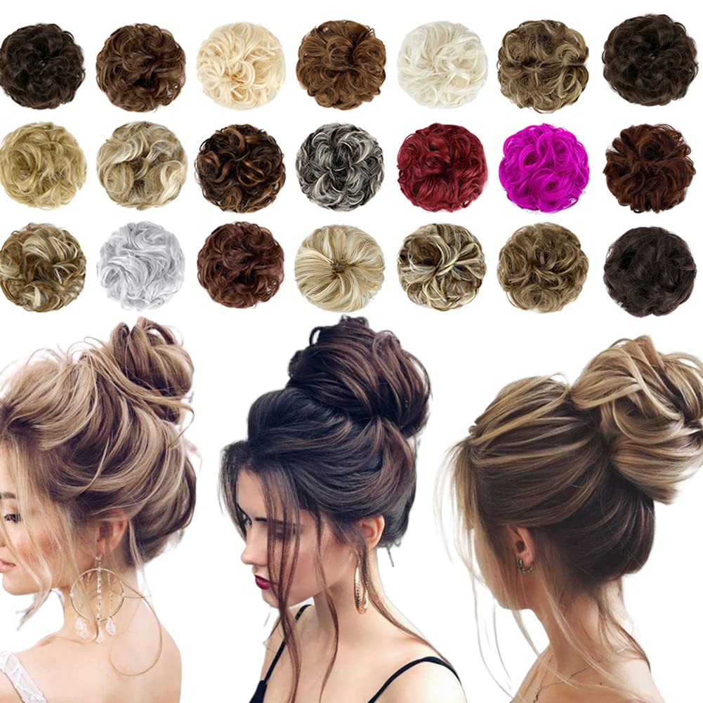 Qunlinta Messy Bun Hair Piece Hair Bun Thick Updo Scrunchies Hair Extensions Ponytail Hair Pieces For Women Girls Black&Dark Aub