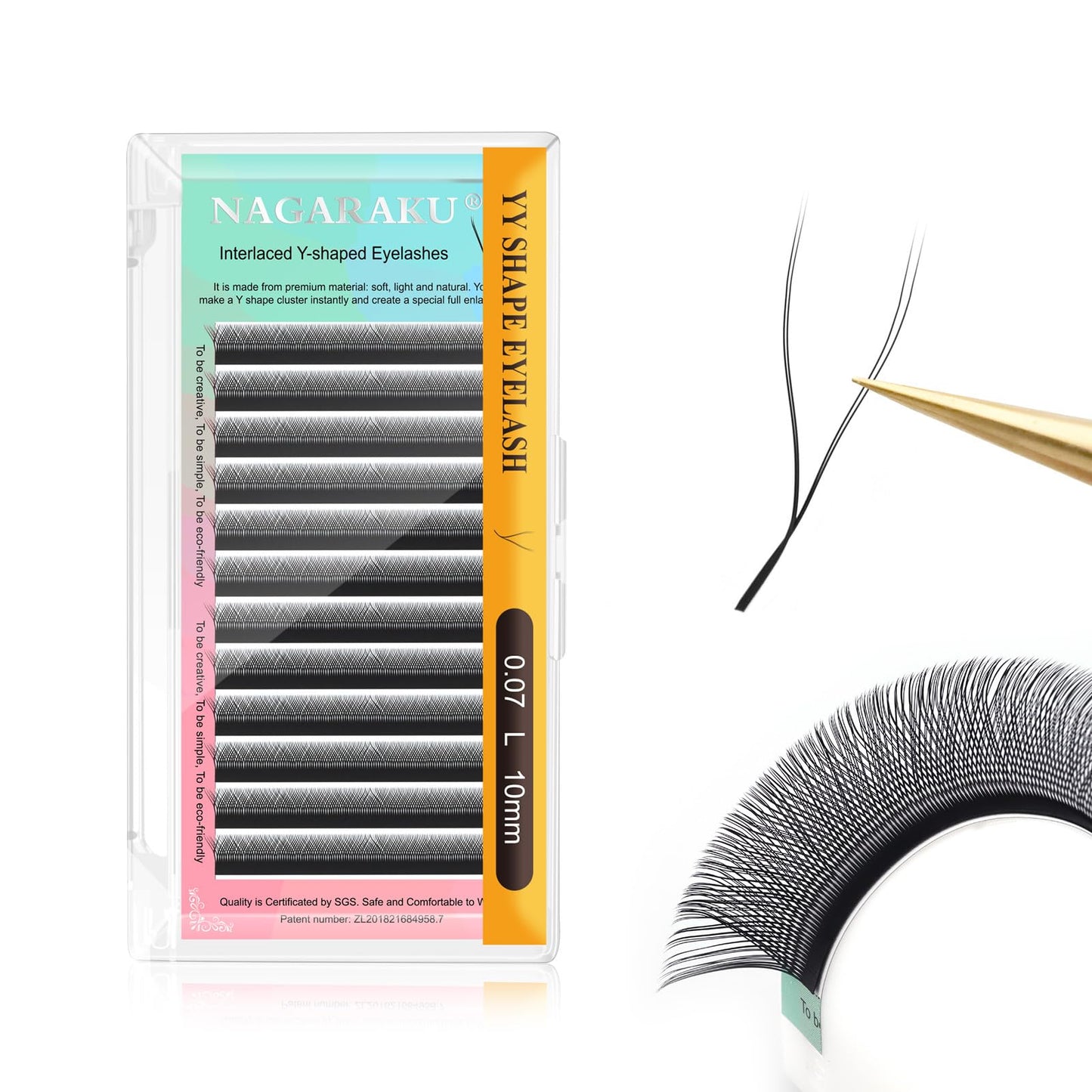 Nagaraku Yy Eyelash Extensions Supplies Y Shape Lash Premade 4D Easy Fan Russian Volume Cluster Faux Mink Matte 12 Rows 0.07Mm L