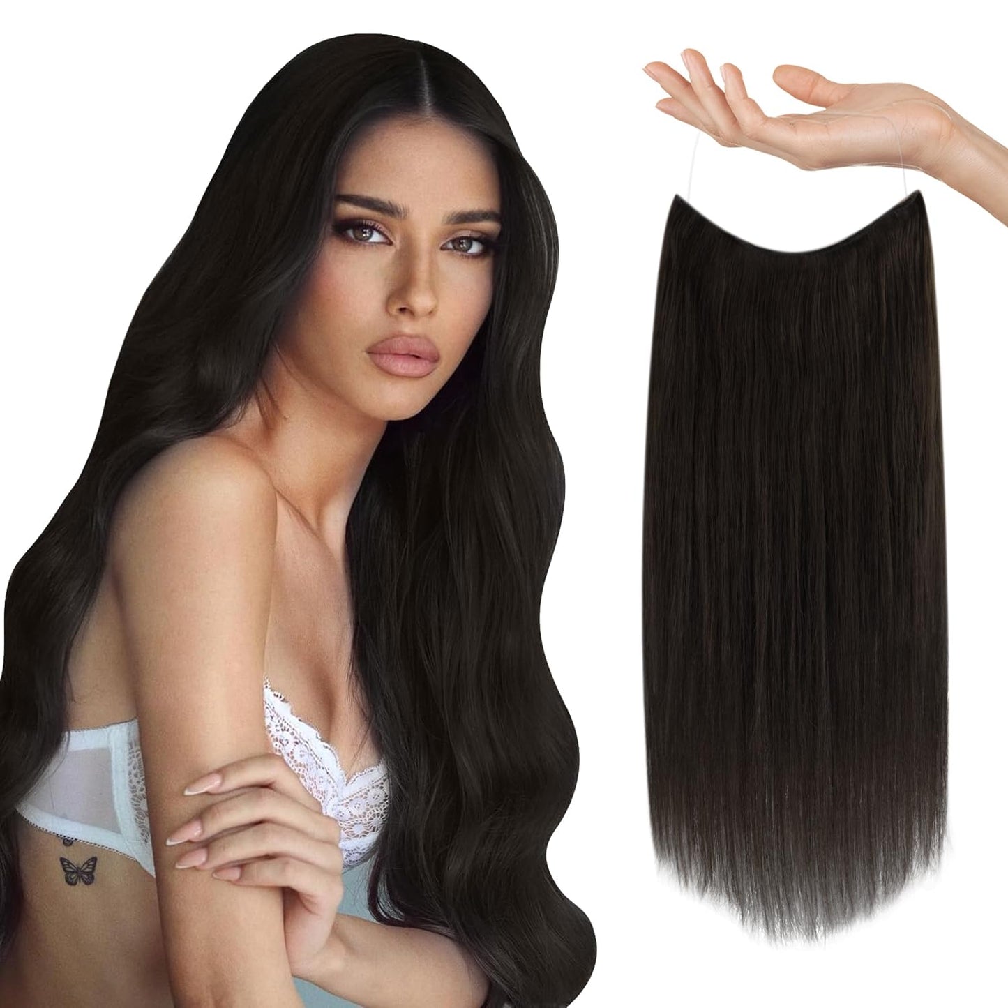 Sunny 95G Brown Wire Hair Extensions Dark Brown Headband Hair Extensions With Clip Ins Human Hair Extensions Wire Remy Hair Dark