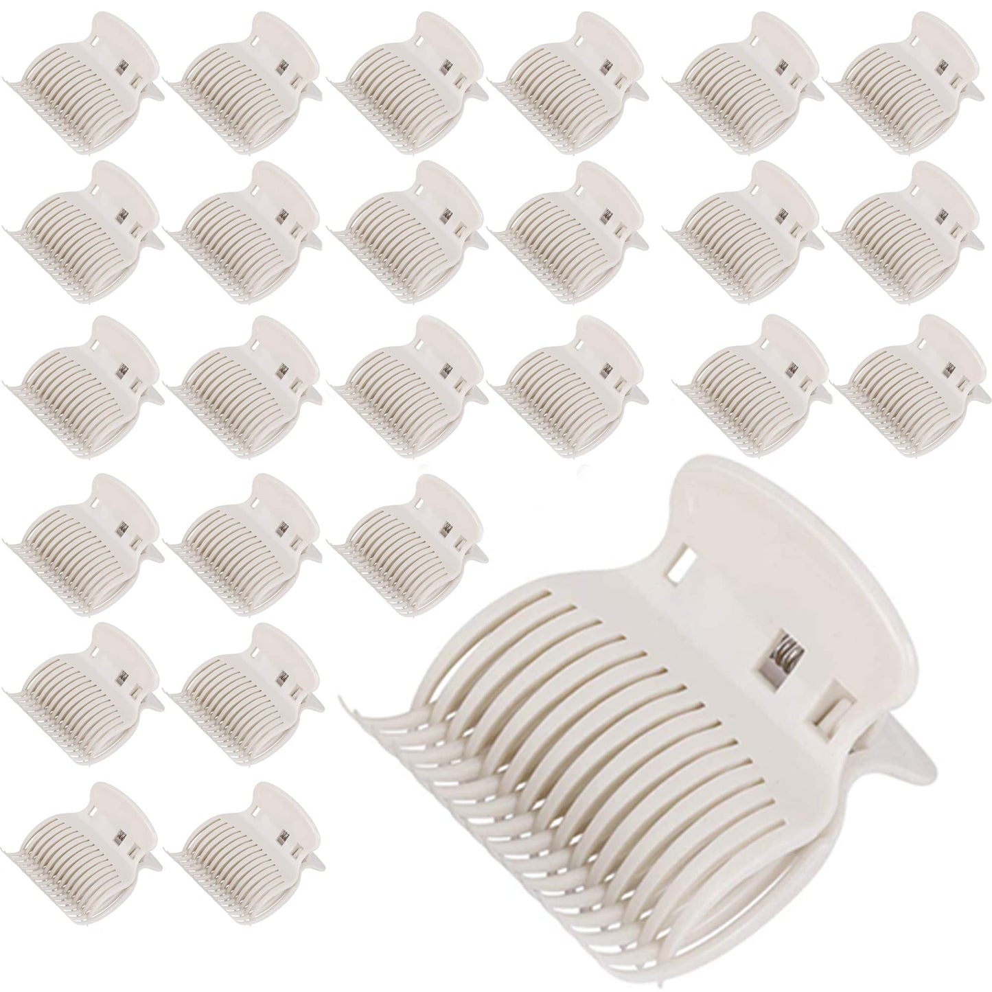 Tbestmax 24 Hot Roller Clips for Hair Curler Claw Clip Replacement Hair Section Styling for Women Girls White