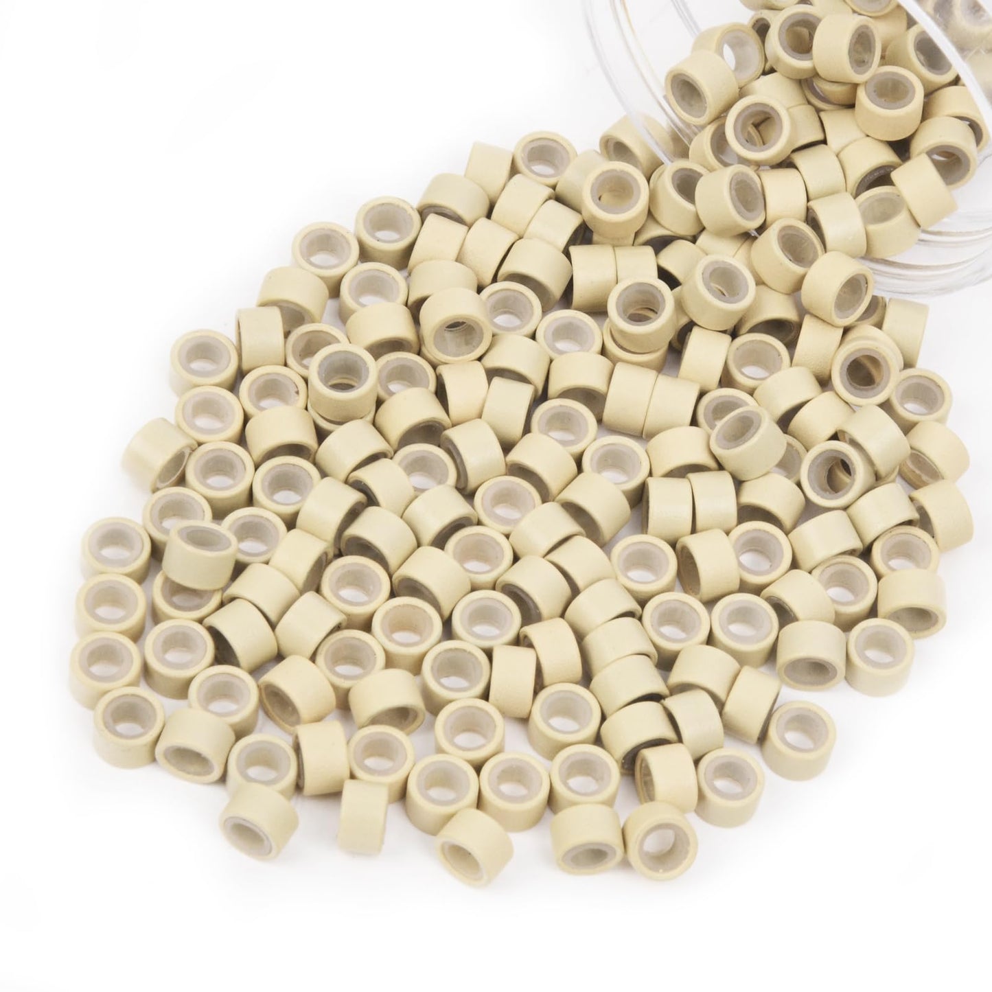 Vlasy 200Pcs 5Mm Silicone Lined Micro Ring Beads For Hair Extensions 5Colors Apply (200Pcs Blonde)