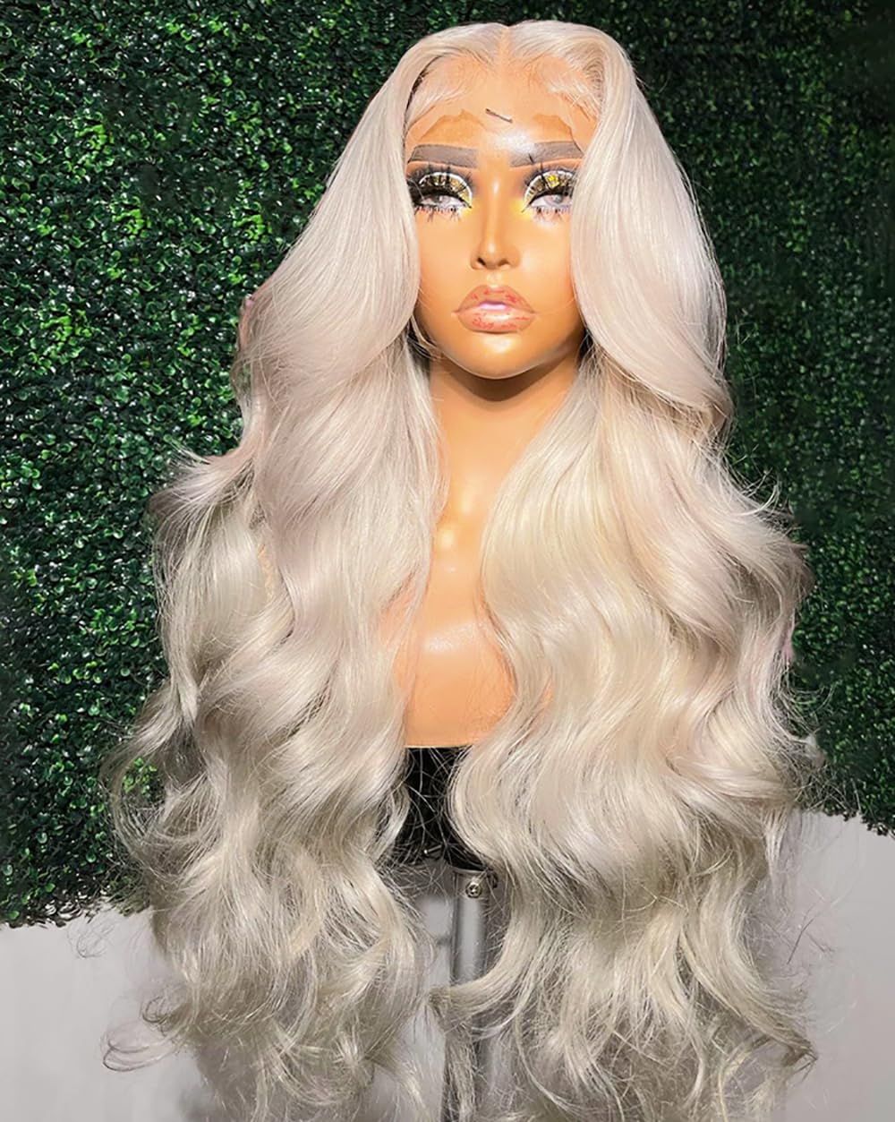 Giannay Blonde Body Wave Lace Front Wigs, White Blonde Wigs Long Wavy Synthetic Lace Front Wig For Black Women(Platinum Blonde B