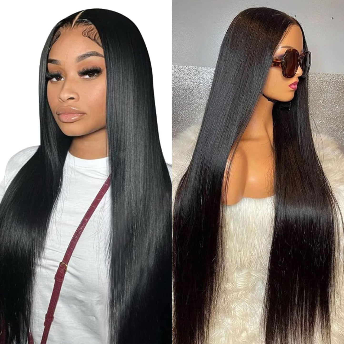 Siyun Show 13X6 Hd Lace Front Wigs Human Hair Straight 24 Inch 180% Density Glueless Bone Straight Lace Front Wigs For Women Hd