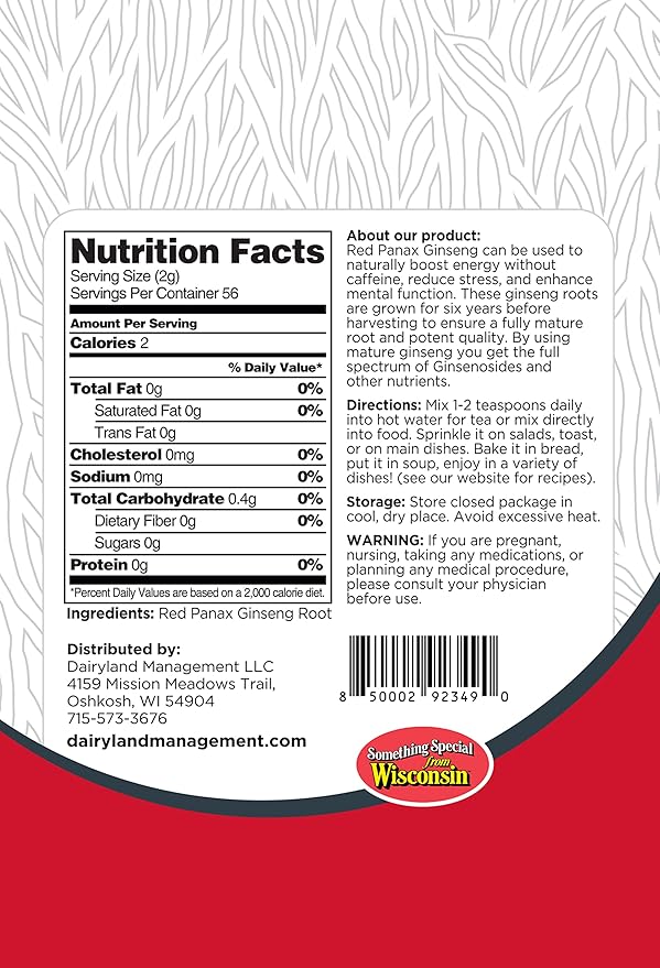 Red Panax Ginseng Powder with Natural Ginsenosides (4 oz)- Supports Healthy Energy, Vitality, Mood and More, Korean Panax Ginseng Root Powder for Smoothies, Coffee or Drinks (1 Pack)