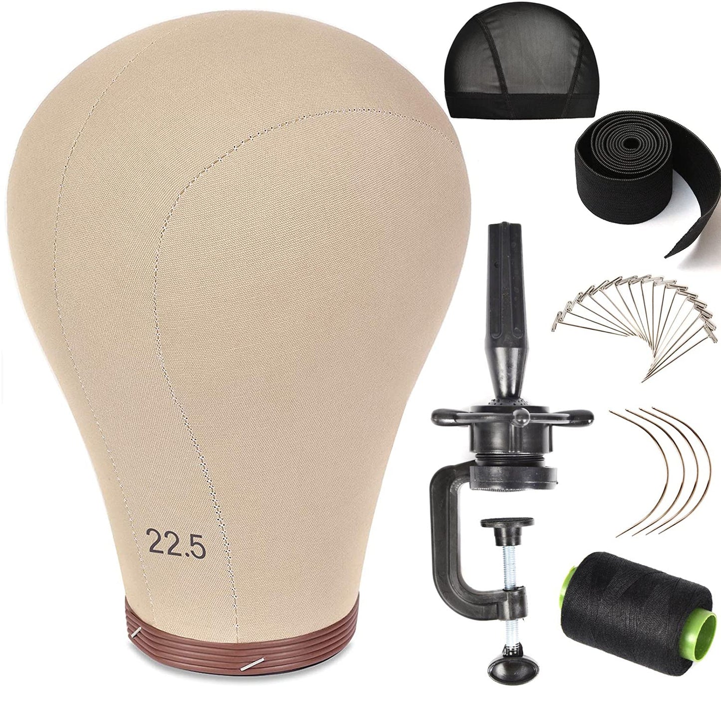 Zgcysmht 22.5 Inch Wig Head Cork Canvas Block Head Mannequin Head With Stand For Making Wigs (22.5 Inch)