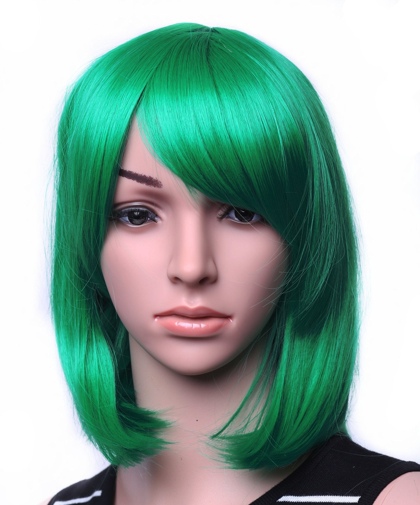 Swacc 11 Women Short Straight Synthetic Bob Wig Candy Color Cosplay Wig Anime Costume Hairpiece For Party With Wig Cap (Green