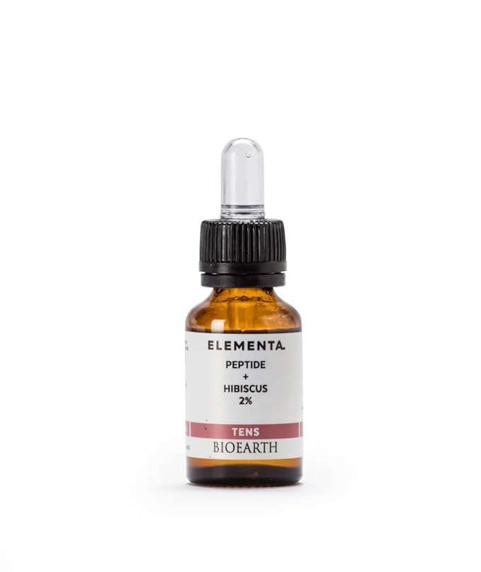 Bioearth Elementa, TENS Concentrated Face Serum with Hibiscus Seed Peptides 2%, Anti-Ageing and Elasticising Effect, Made in Italy, Vegan, AIAB Certification - 15ml Pack