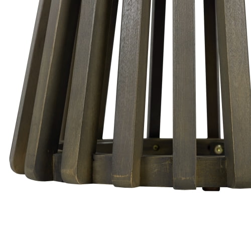 Outdoor Acacia Wood Patio Side Table, Round Coffee Table for Backyard, Lawn, Balcony,Grey Finish