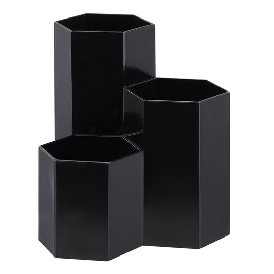 Lovebb Makeup Brush Holder Organizer, 3 Slot Plastic Cosmetics Brushes Pen Storage Solution, Black