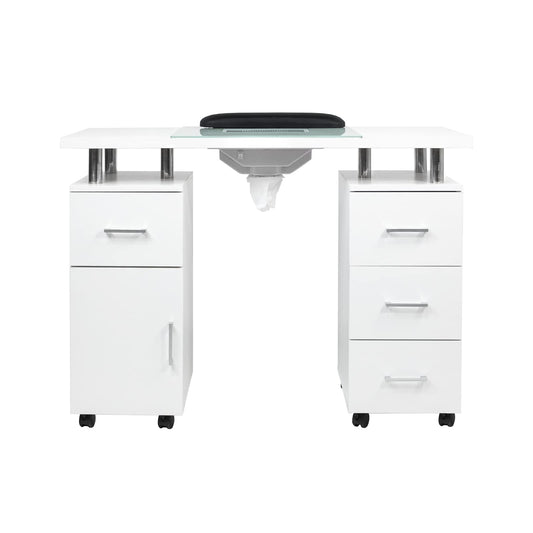Manicure Table Glass Glow White Ii Salon Nail Table Salon Furniture & Equipment, Light Version