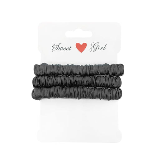 Maxfeel 100% Pure Muberry Silk Hair Scrunchie Multicolor (Small Size-Darkgray 3Pcs)