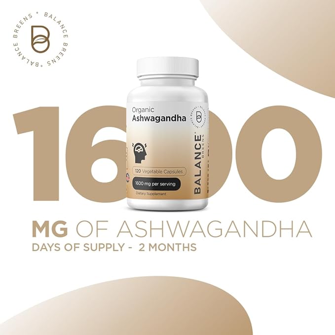 Balance Breens Organic Ceylon Cinnamon 1200mg + Certified Organic Ashwagandha 1600 mg Supplement Combo