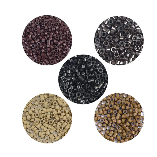 500 Pcs Silicone Lined Micro Rings Links Beads 5Mm Lined Beads For Hair Extensions Tool (Blonde)