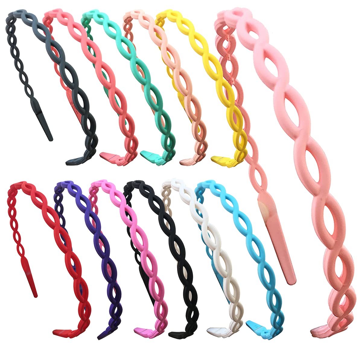 12Pcs Chain Plastic Headbands For Girls Women Colorful Headbands With Teeth For Kids Teens