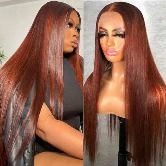 250 Density Reddish Brown Ultra-Thin Invisible Hd Lace Front Wigs Human Hair Upgraded Tiny Knots 26Inch Real Full Large Lace Spa