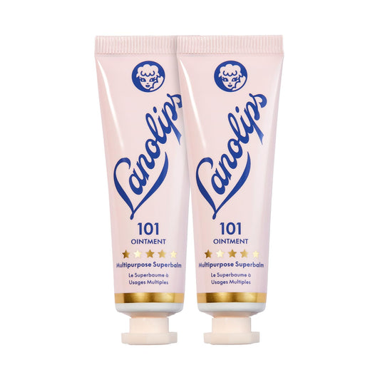 Lanolips 101 Ointment Multi-Balm Duo, Original Superbalm - Contains Pure Lanolin Oil For Smooth, Hydrated, & Healthy Lips - Natu