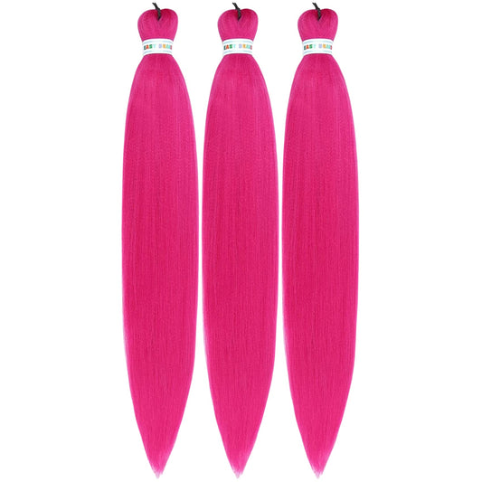 Leticia Magenta Pink Pre Streched Braiding Hair Easy To Use Pre Feathered Braiding Hair 30Inch Braids Hair