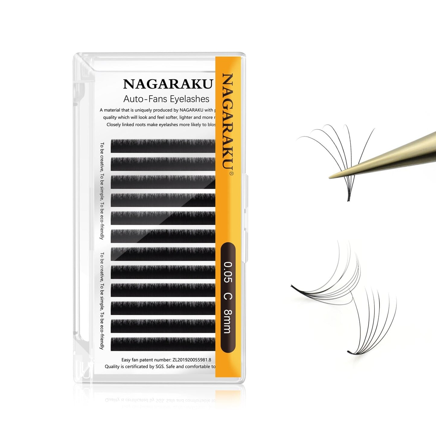 Nagaraku Easy Fan Eyelash Extensions Volume Lash 0.05 C Curl 8Mm Rapid Blooming Faux Mink Cluster For Beginners Soft Professiona
