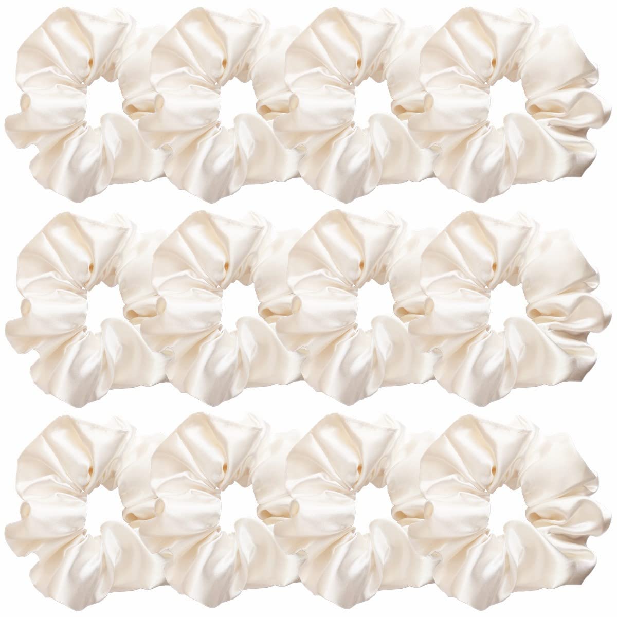 12 Pcs Satin Silk Scrunchies, Hair Ties, Hair Bands, Bow Ropes, Elastic Bracelets, Ponytail Holders, Hair Accessories For Women