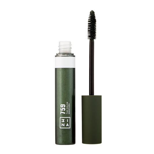 3Ina The Color Mascara 759 - Dark Green Colored Mascara Coats Eyelashes With Fun Color - Washable, Clump Free, Volumizing Mascar