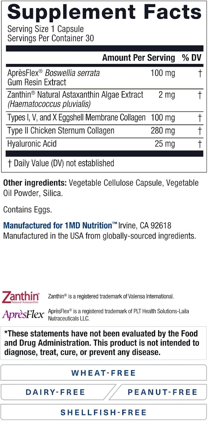 1MD Nutrition MoveMD - Joint Health Supplement - Doctor Formulated | with Collagen, Astaxanthin, and More | 60 Capsules (2-Pack)