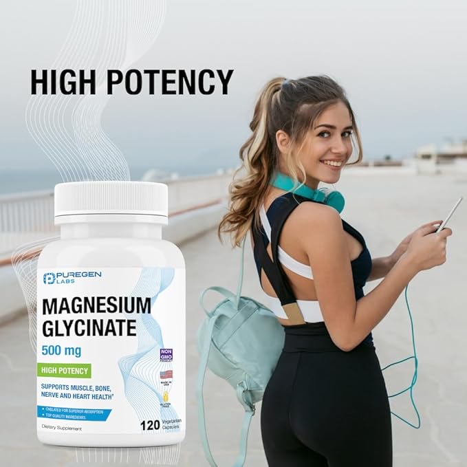 Magnesium Glycinate 500mg [High Potency] Veggie Caps, Chelated for Superior Absorption, Non-GMO, NO Gluten and Dairy, Supports Muscle, Joint, and Heart Health | Total 360 Capsules