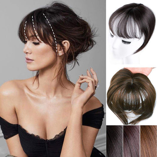 Lesafev Mini Fringe Hairpiece Straight Clip In Forehead Topper With Wispy Bangs Extension Light Brown