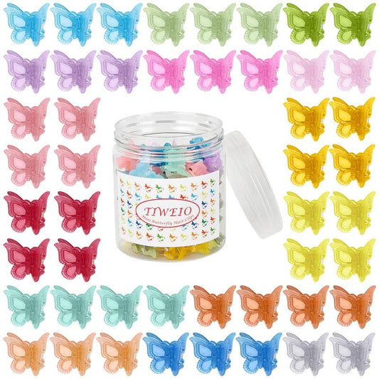 50 Pieces Butterfly Hair Clips Jelly Color Mini Clips , Beautiful Accessories For Women And Girls With Box Packaged , 15 Matte C