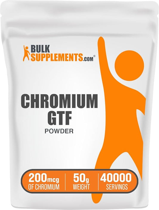 BulkSupplements.com Chromium GTF Powder - Mineral Supplements - Gluten & Yeast Free, 200mcg of Chromium, 1.7mg per Serving, 50g (1.8 oz) (Pack of 1)