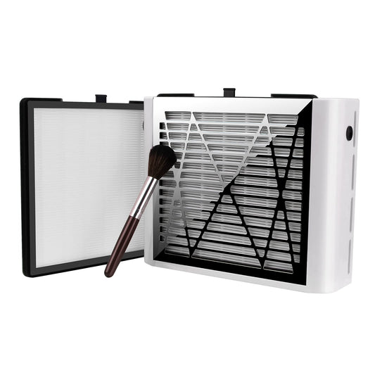 Brantmaker Nail Dust Collector With Brush And 2 Reusable Filters, 60W Vacuum Dust Fan For Acrylic Nails (White)