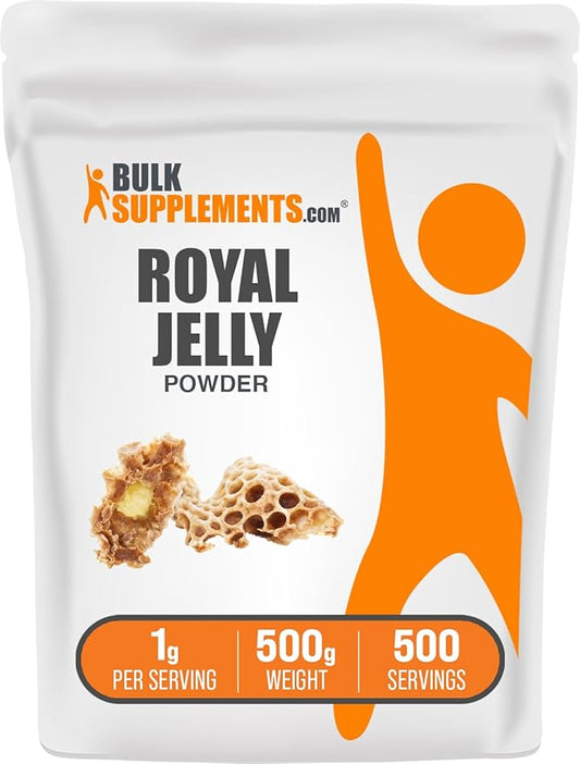 BulkSupplements.com Royal Jelly Powder - Royal Jelly Supplement, Royal Jelly 1000mg - for Immune Support, Gluten Free, 1000mg per Serving, 500g (1.1 lbs) (Pack of 1)