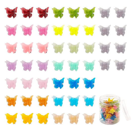 50 Packs Assorted Color Butterfly Hair Clips, Beautiful Mini Butterfly Hair Clips Hair Accessories For Women And Girls (Jelly Co
