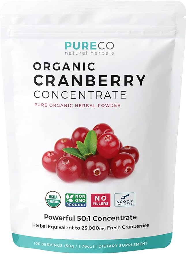 Cranberry Powder & Lions Mane (1-Month Supply) Mindful Cranberry Bundle of Organic Cranberry Concentrate Powder 50:1 Extract (100 Scoops) & Organic Lions Mane Mushroom 10:1 Extract (60 Caps)