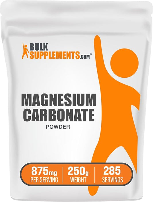 BulkSupplements.com Magnesium Carbonate Powder - Magnesium Carbonate Supplement, Magnesium Carbonate Food Grade - Gluten Free, 875mg per Serving, 250g (8.8 oz) (Pack of 1)