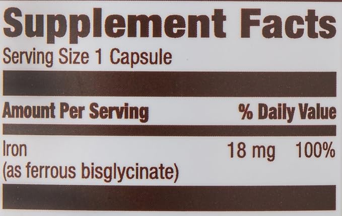 Amazon Elements Iron 18mg Capsules, Supports Red Blood Cell Production, Vegan, 195 Count, 6 Month Supply (Packaging May Vary) (Pack of 2)