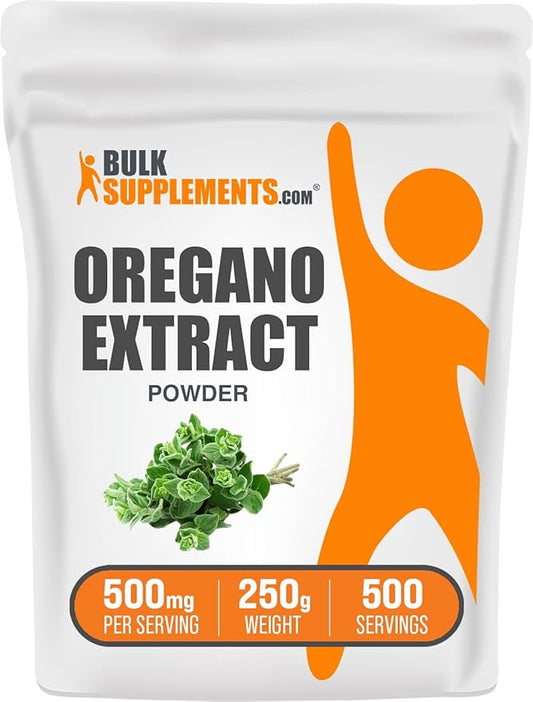 BulkSupplements.com Oregano Extract Powder - Oregano Supplement, Herbal Extract Supplement, from Oregano Herb - Gluten Free, 500mg per Serving, 250g (8.8 oz) (Pack of 1)