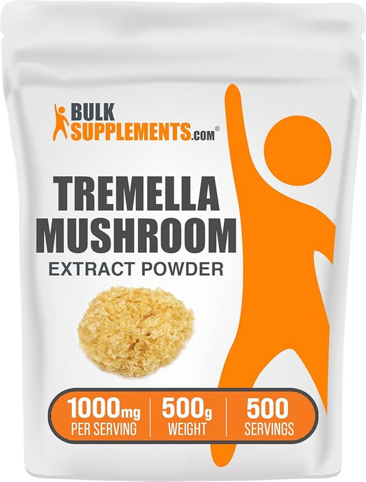 BulkSupplements.com Tremella Mushroom Extract - Tremella Fuciformis Extract, Mushroom Supplement - Vegan & Gluten Free, 1g per Serving, 500g (1.1 lbs) (Pack of 1)