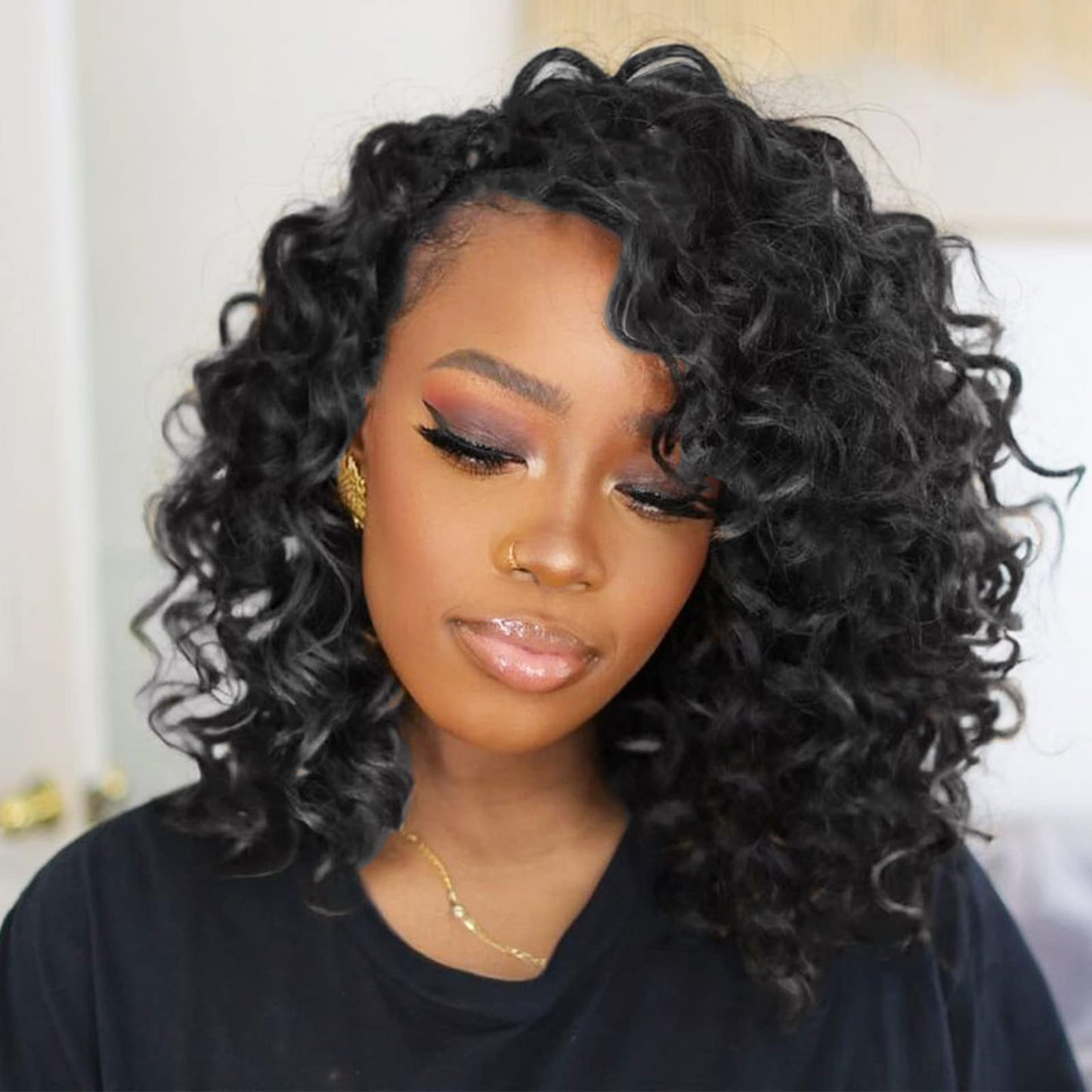 Toyotree Ocean Wave Crochet Hair - 12 Inch 8 Packs Dark Brown Mid-Length Curly Deep Wave Crochet Hair, Synthetic Ocean Wave Brai