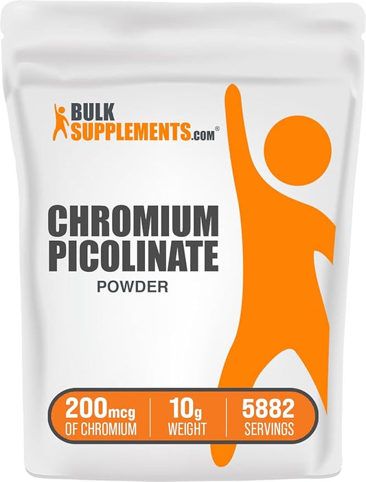 BulkSupplements.com Chromium Picolinate 200mcg Powder - Mineral Supplements - Gluten & Yeast Free, 200mcg of Chromium per Serving, 10g (0.35 oz) (Pack of 1)