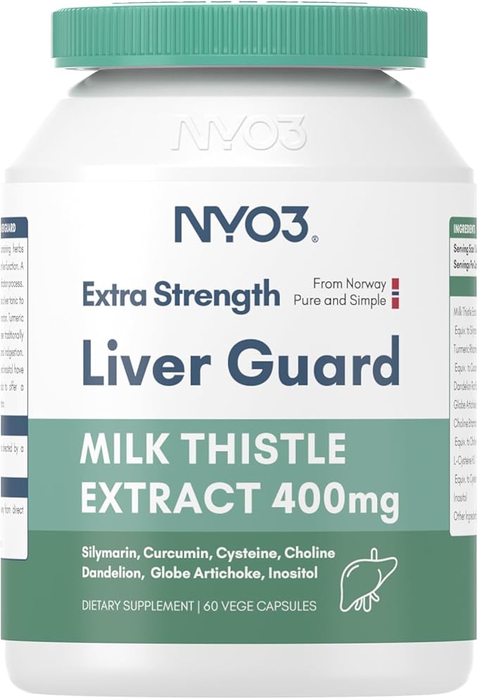 Milk Thistle Liver Detox Supplement 400mg with Dandelion Root & Artichoke Silymarin, 60 Capsules Liver Cleanse Liver Support Herbal Health Supplement, Antioxidant Support