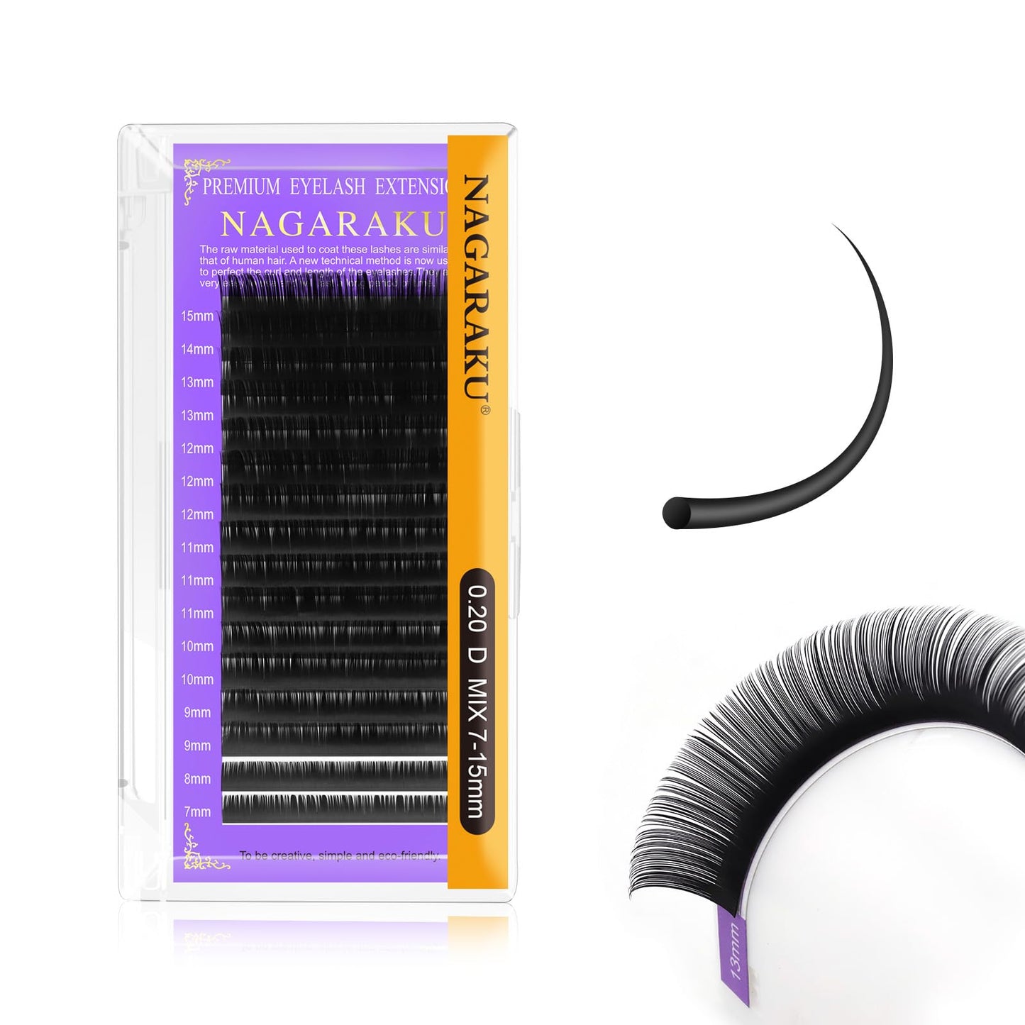 Nagaraku Eyelash Extensions 0.20Mm D Curl 7-15Mm Mix Tray Individual Lashes Classic Matte Black Faux Mink 16 Rows Professional B