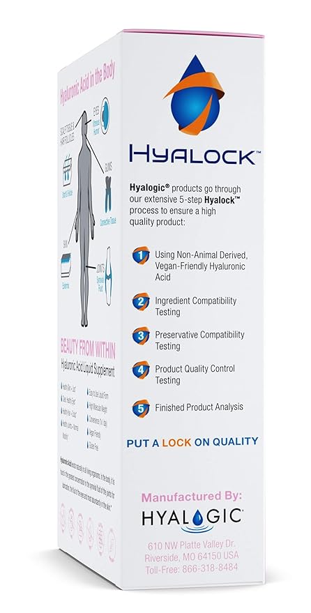 Hyalogic Beauty From Within Hyaluronic Acid Liquid Supplement - Liquid Hyaluronic Acid for Skin Hydration, and Collagen Boost - Vegan, Gluten-Free, Odorless & Tasteless (1 Fl Oz)