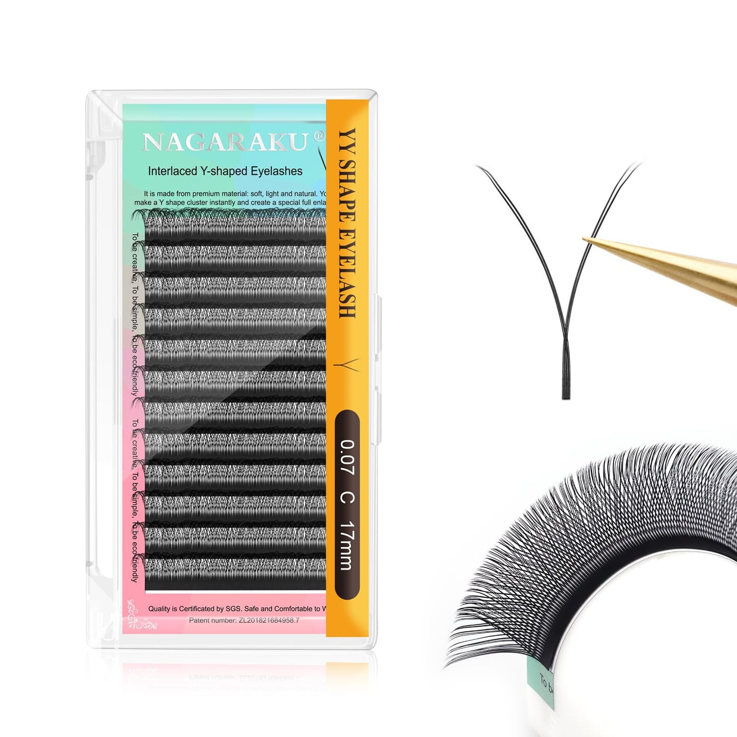 Nagaraku Yy Eyelash Extensions Supplies Y Lash 0.07Mm C Curl 17Mm Premade Fans 4D Russian Volume Y Shape Faux Mink Matte 12 Rows
