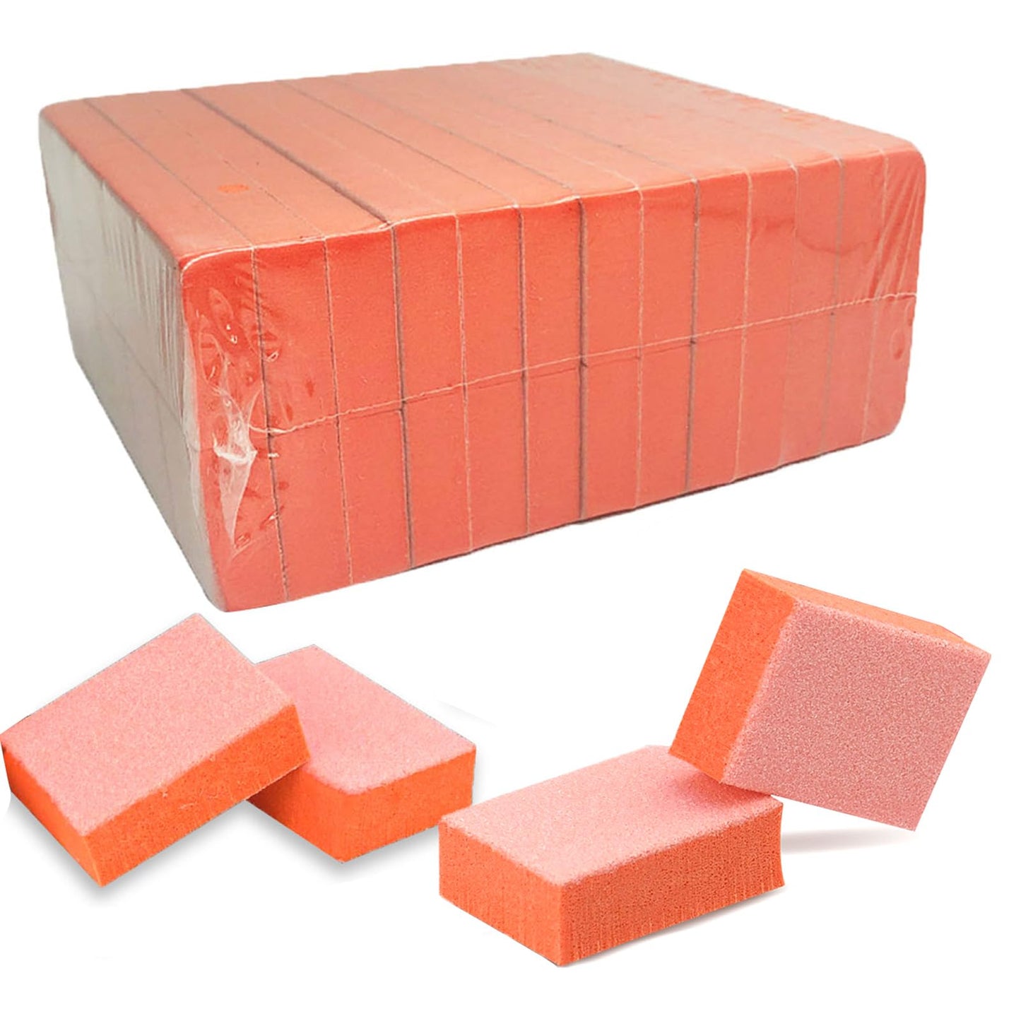 Maryton Nail Buffer Mini Block File, 130 Count (Orange, Acrylic, Fine Grit 100)