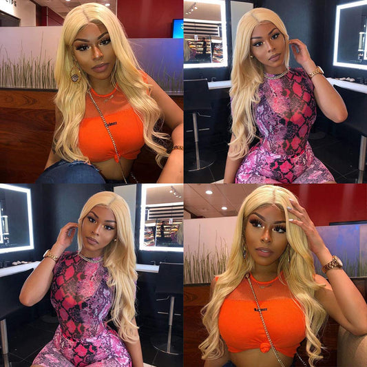 613 Honey Blonde Bundles With Closure 12A Body Wave Human Hair Blonde Bundles With Lace Closure 100% Virgin Hair 4  4 Lace Closu